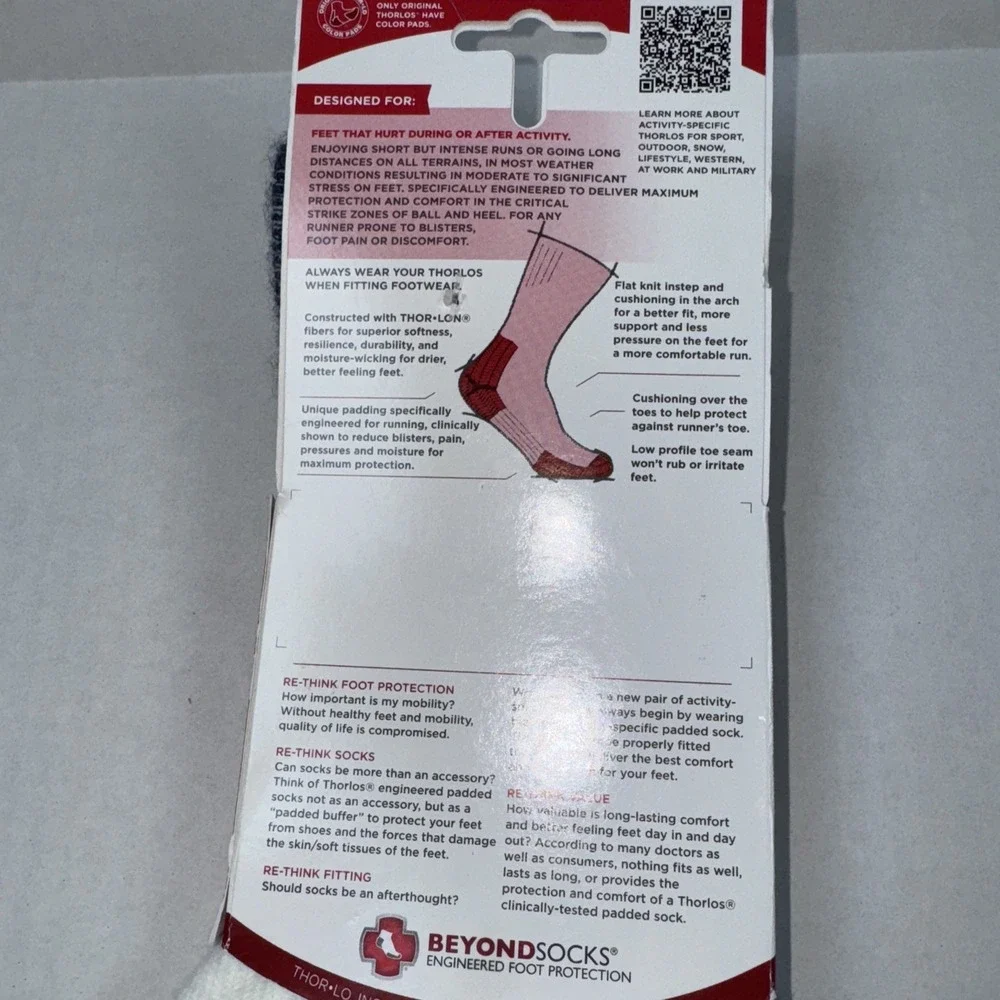 Thorlos Running‎ Unisex Ankle Socks Foot Protection Size Large White/Blue